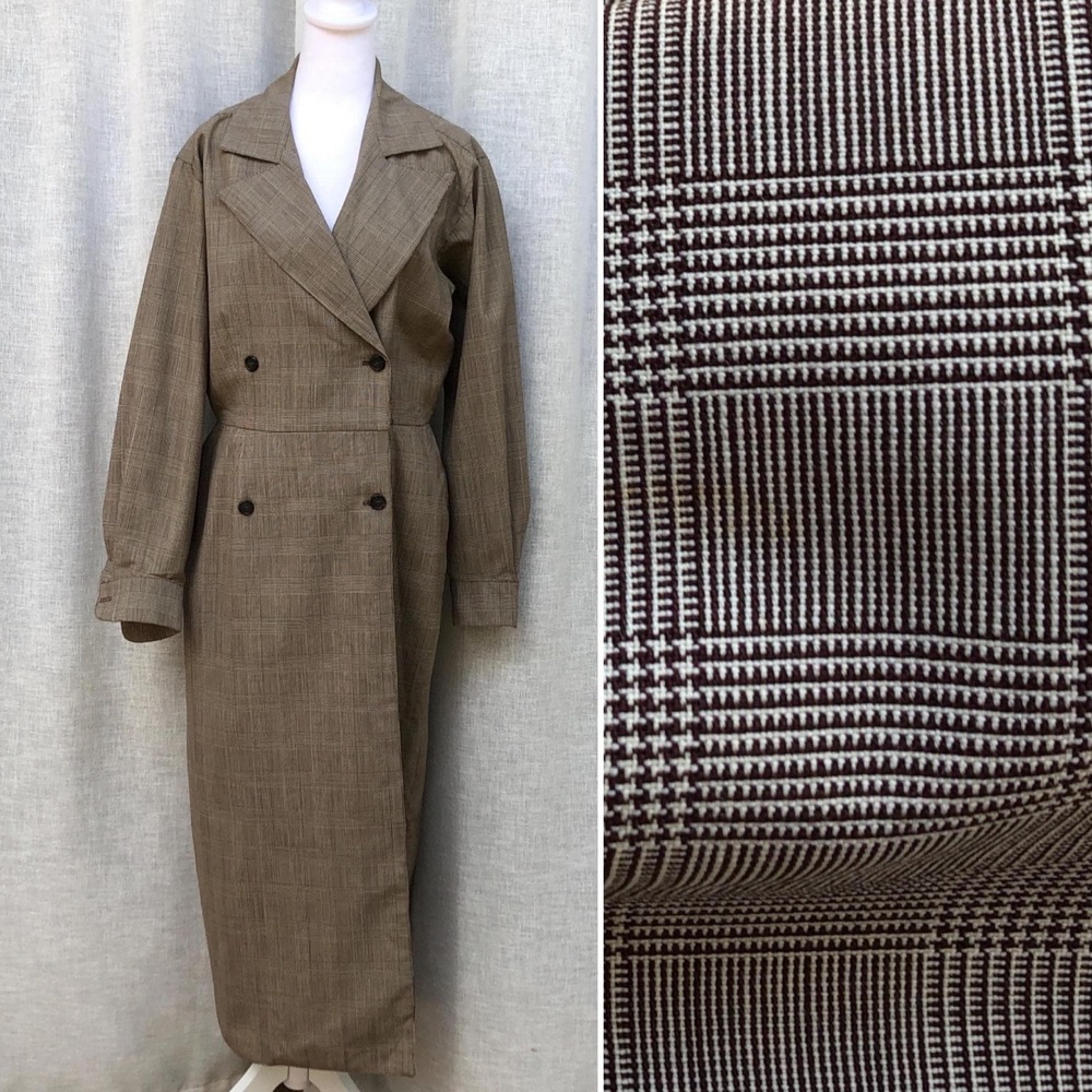 Classic Women's Double-Breasted Plaid Trench dress - Brown